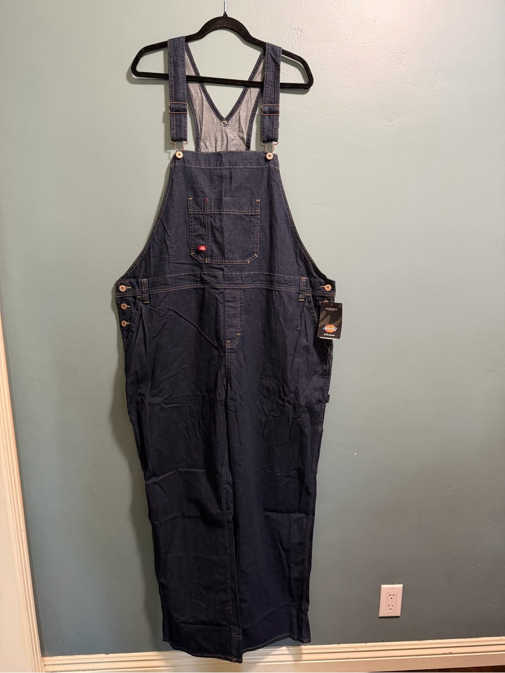 Dickies Women's 2XL Relaxed Fit Bib Overalls Denim Blue Jean Retro Carpenter NEW